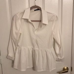 Boohoo white peplum button up top